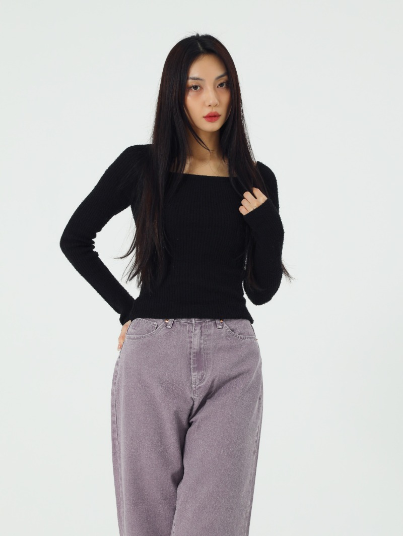 Terry knit top(Black)
