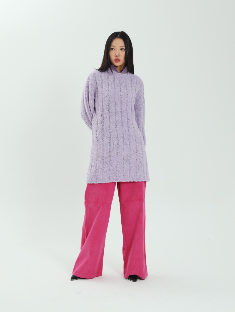 Boucle long knit top(Lavender)
