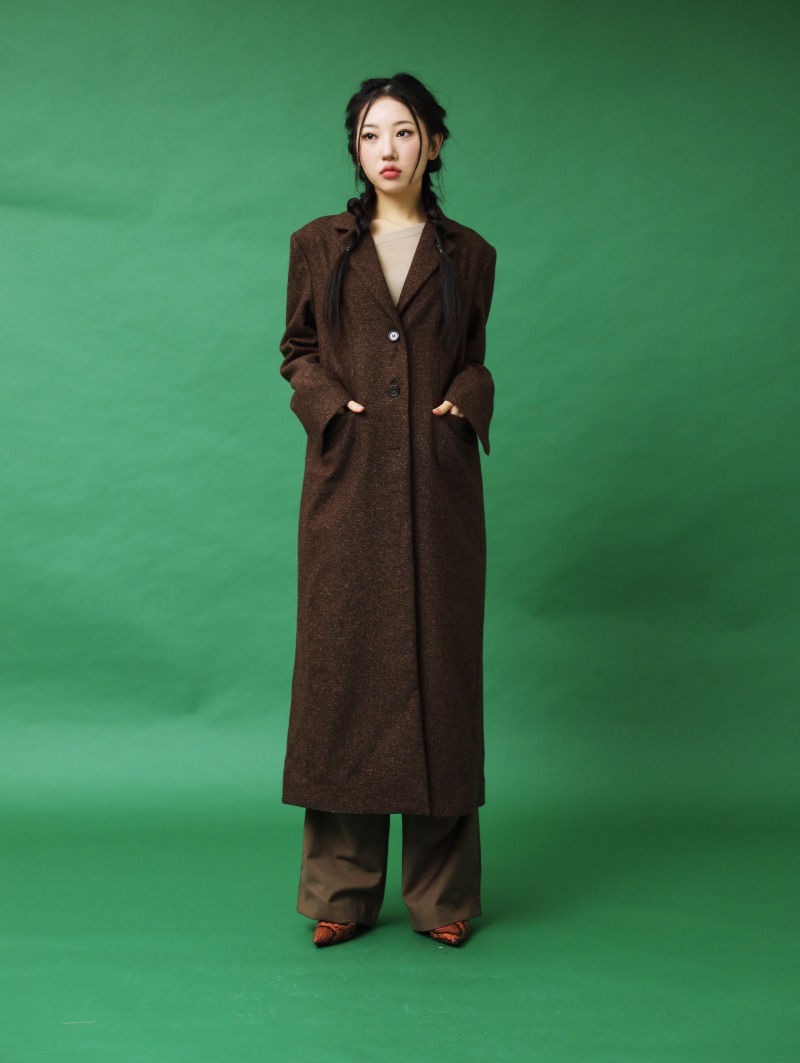Tweed Long Coat (Brown)
