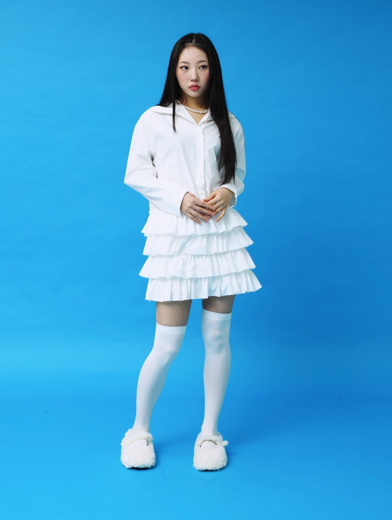 Pleats mini dress (White)